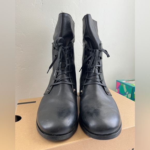 J.Crew vintage black leather lace-up boots size 8 - Picture 5 of 8